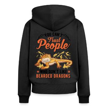 Dragon barbu Cadeau Dragon Barbu Pogona - Sweat à capuche zippé Premium bio Femme - noir - Dos - Julia (174cm)