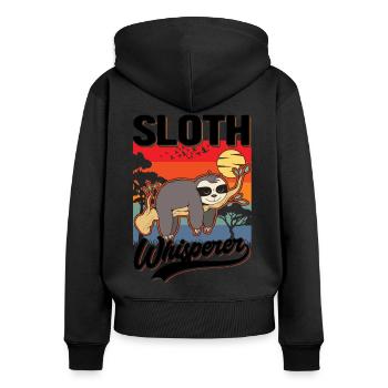 Faultier Flüsterer Sloth Whisperer - Women's Premium Organic Zip Hoodie - black - Back - Julia (174cm)