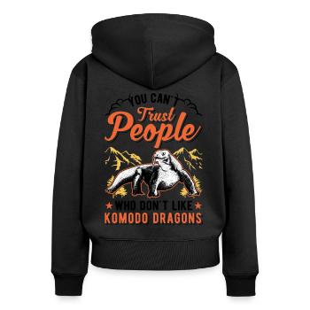 Komodowaran Komodo Dragon Waran Komododrache - Frauen Premium Bio Zip Hoodie - Schwarz - Hinten - Julia (174cm)