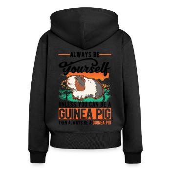 Meerschweinchen Geschenk Guinea Pig - Frauen Premium Bio Zip Hoodie - Schwarz - Hinten - Julia (174cm)