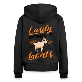 Facilement distrait par les chèvres Ziegenwirt Goat - Sweat à capuche zippé Premium bio Femme - noir - Dos - Julia (174cm)