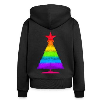Colorful LGBTQ Fir Spruce Christmas Tree - Women's Premium Organic Zip Hoodie - black - Back - Julia (174cm)