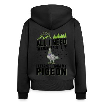Taube Taubenzüchter Stadttaube - Frauen Premium Bio Zip Hoodie - Schwarz - Hinten - Julia (174cm)