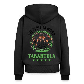 La vie est meilleure avec une tarentule - Sweat à capuche zippé Premium bio Femme - noir - Dos - Julia (174cm)