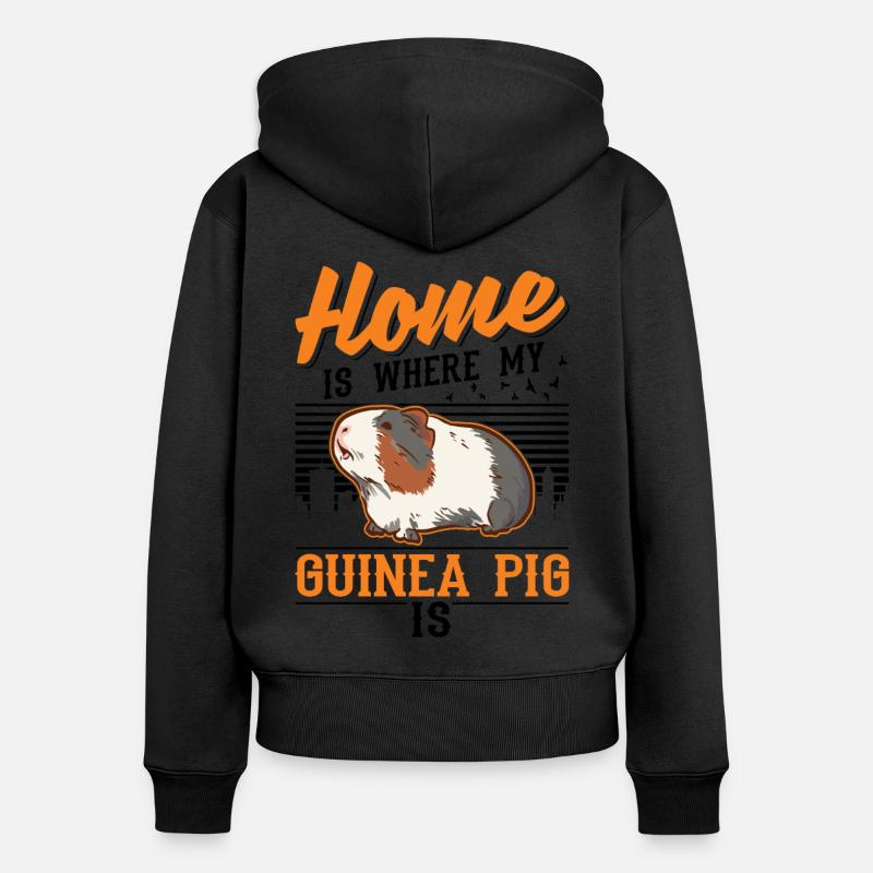 Cochons d’Inde à la maison Cochon d’Inde - Sweat à capuche zippé Premium bio Femme - noir