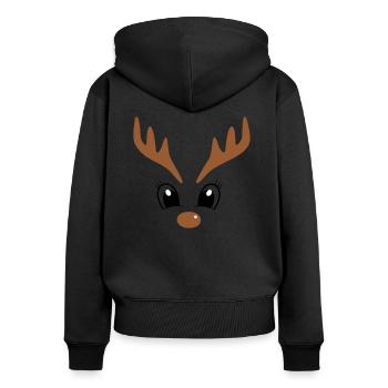 Renne mignon de Noël - Sweat à capuche zippé Premium bio Femme - noir - Dos - Julia (174cm)