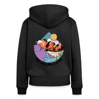 Go wild for a while Wildnis Berg Natur - Frauen Premium Bio Zip Hoodie - Schwarz - Hinten - Julia (174cm)