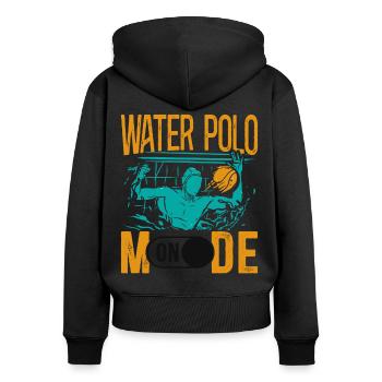 Water Polo Water Polo Mode On - Frauen Premium Bio Zip Hoodie - Schwarz - Hinten - Julia (174cm)