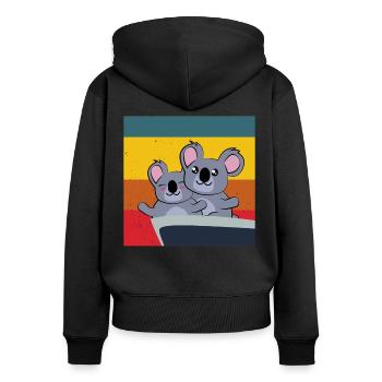 koalas mignons dans la pose du Titanic - Sweat à capuche zippé Premium bio Femme - noir - Dos - Julia (174cm)