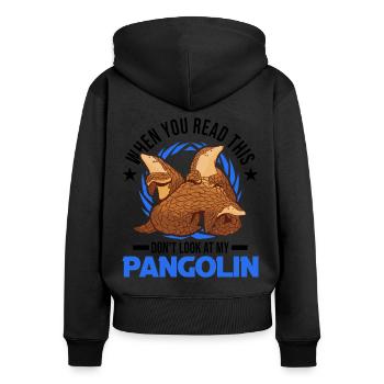 Pangolin Geschenk Schuppentier - Frauen Premium Bio Zip Hoodie - Schwarz - Hinten - Julia (174cm)