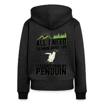 Pingouin Cadeau Pingouin - Sweat à capuche zippé Premium bio Femme - noir - Dos - Julia (174cm)