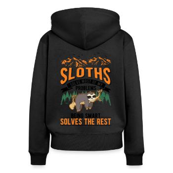 Sloth Gift Sloth - Women's Premium Organic Zip Hoodie - black - Back - Julia (174cm)