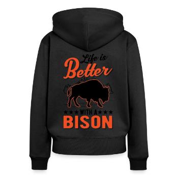 Life is better with a buffalo water buffalo - Women's Premium Organic Zip Hoodie - black - Back - Julia (174cm)