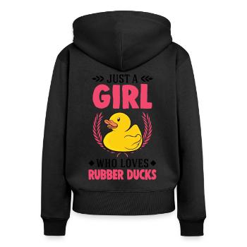 Canard en caoutchouc Fille Canard couinant Canard de bain - Sweat à capuche zippé Premium bio Femme - noir - Dos - Julia (174cm)