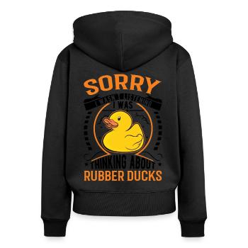 Rubber Duck Gift Squeaky Duck Bathing Duck - Sweat à capuche zippé Premium bio Femme - noir - Dos - Julia (174cm)