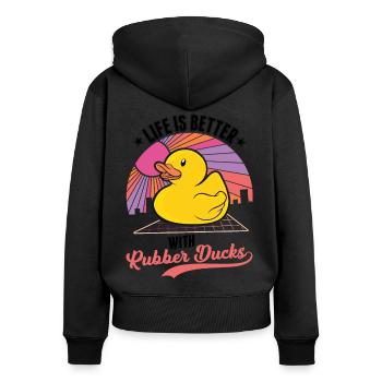 Life is better with rubber ducks - Women's Premium Organic Zip Hoodie - black - Back - Julia (174cm)