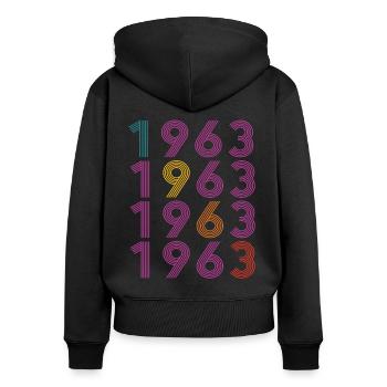 60th birthday Born 1963 Retro Vintage Style - Women's Premium Organic Zip Hoodie - black - Back - Julia (174cm)