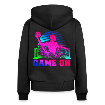 Water Polo Retro 80s 90s Game On - Women's Premium Organic Zip Hoodie - black - Back - Julia (174cm)