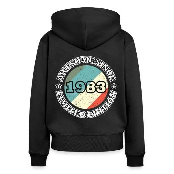 40th Anniversary Awesome Since 1983 Limited Edition - Sweat à capuche zippé Premium bio Femme - noir - Dos - Julia (174cm)