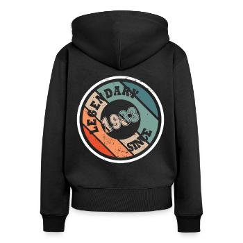 40e anniversaire né en 1983 Légendaire depuis 1983 - Sweat à capuche zippé Premium bio Femme - noir - Dos - Julia (174cm)