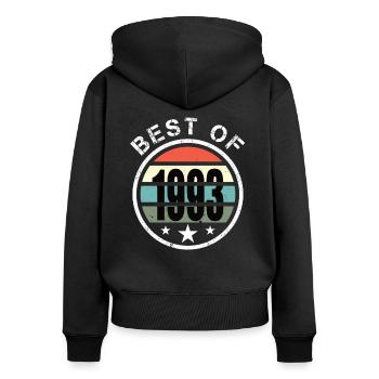 30e anniversaire né en 1993 Best of 1993 - Sweat à capuche zippé Premium bio Femme - noir - Dos - Julia (174cm)