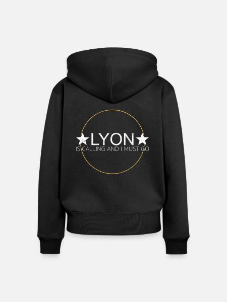 Lyon Spruch - Frauen Premium Bio Zip Hoodie - Schwarz