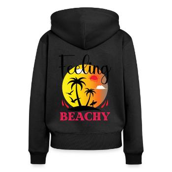 Strandgefühl Sommer Sonne Palmen - Frauen Premium Bio Zip Hoodie - Schwarz - Hinten - Julia (174cm)