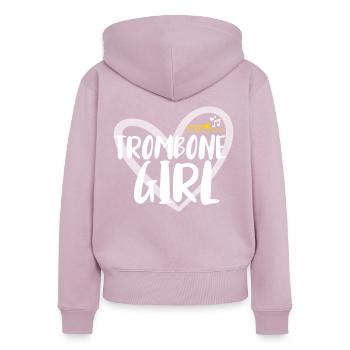 Trombone Musicien Brass Band - Sweat à capuche zippé Premium bio Femme - rose poudré - Dos - Julia (174cm)
