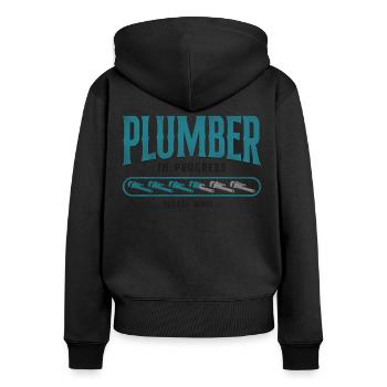 Plombier Plombier Plombier Vintage Plombier - Sweat à capuche zippé Premium bio Femme - noir - Dos - Julia (174cm)