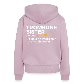 Trombone Musicien Brass Band - Sweat à capuche zippé Premium bio Femme - rose poudré - Dos - Julia (174cm)