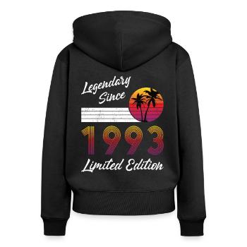 30. Geburtstag Legendary Since 1993 Jahrgang 1993 - Frauen Premium Bio Zip Hoodie - Schwarz - Hinten - Julia (174cm)