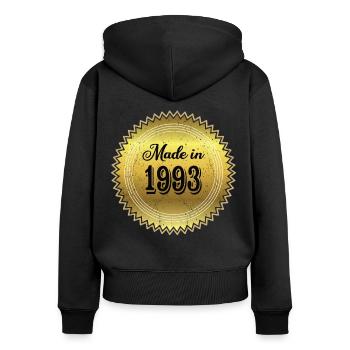 30e anniversaire Fabriqué en 1993 Né en 1993 - Sweat à capuche zippé Premium bio Femme - noir - Dos - Julia (174cm)