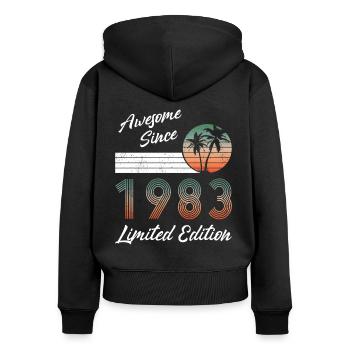 40th Anniversary Awesome Since 1983 Limited Edition - Sweat à capuche zippé Premium bio Femme - noir - Dos - Julia (174cm)