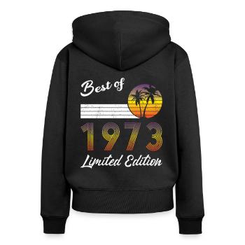 50th Anniversary Best of 1973 Édition limitée - Sweat à capuche zippé Premium bio Femme - noir - Dos - Julia (174cm)