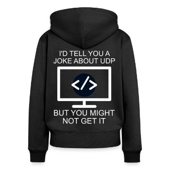 Cybersecurity - IT-Sicherheit Informatiker - Frauen Premium Bio Zip Hoodie - Schwarz - Hinten - Julia (174cm)