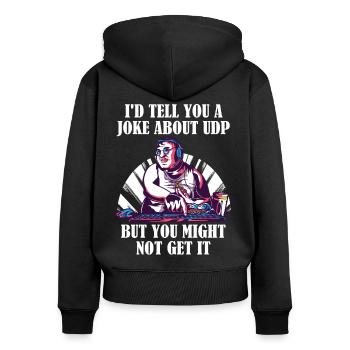Cybersecurity - IT-Sicherheit Informatiker - Frauen Premium Bio Zip Hoodie - Schwarz - Hinten - Julia (174cm)