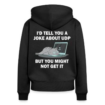 Cybersecurity - IT-Sicherheit Informatiker - Frauen Premium Bio Zip Hoodie - Schwarz - Hinten - Julia (174cm)