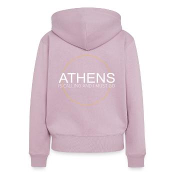 Athens Saying - Women's Premium Organic Zip Hoodie - dusky pink - Back - Julia (174cm)
