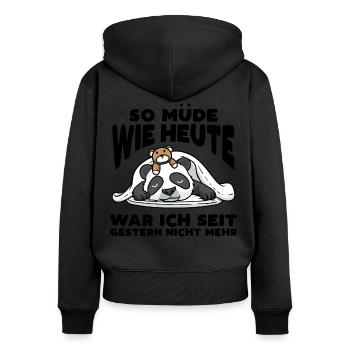 Schlafender Panda Mit Plüschtier Schlaf - Frauen Premium Bio Zip Hoodie - Schwarz - Hinten - Julia (174cm)
