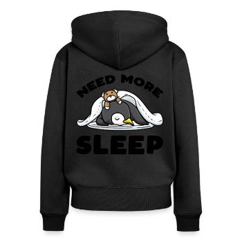 Besoin de plus de sommeil Jouet en peluche Pingouin endormi - Sweat à capuche zippé Premium bio Femme - noir - Dos - Julia (174cm)