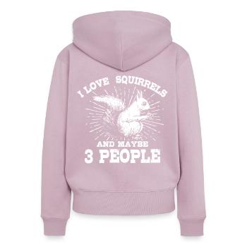J’adore les écureuils et peut-être 3 personnes - Sweat à capuche zippé Premium bio Femme - rose poudré - Dos - Julia (174cm)