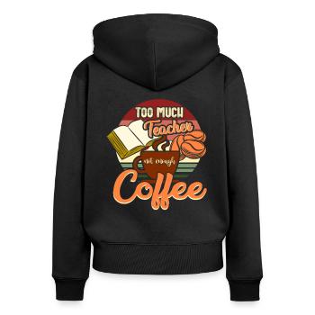 Professeur et café - Sweat à capuche zippé Premium bio Femme - noir - Dos - Julia (174cm)