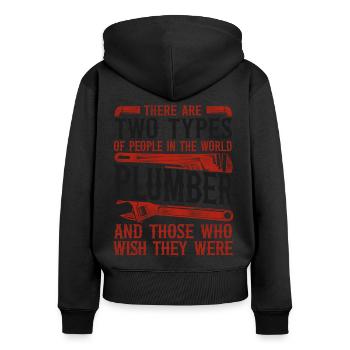 Plumbing Plumber Vintage There Are - Women's Premium Organic Zip Hoodie - black - Back - Julia (174cm)