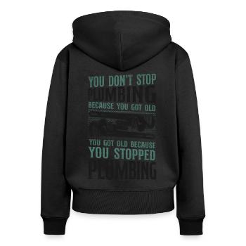 Plumbing Plumber Retired Vintage - Women's Premium Organic Zip Hoodie - black - Back - Julia (174cm)