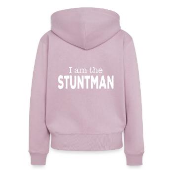 I am the Stuntman Funny Stuntmen - Frauen Premium Bio Zip Hoodie - Altrosa - Hinten - Julia (174cm)