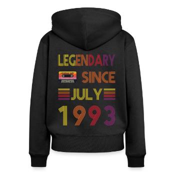 30e anniversaire de Legendary Since July né en 1993 - Sweat à capuche zippé Premium bio Femme - noir - Dos - Julia (174cm)