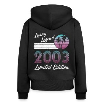 20. Geburtstag Living Legend 2003 Limited Edition - Frauen Premium Bio Zip Hoodie - Schwarz - Hinten - Julia (174cm)