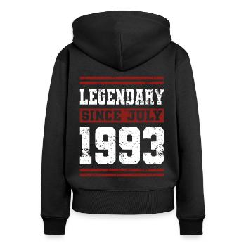 30e anniversaire de Legendary Since July né en 1993 - Sweat à capuche zippé Premium bio Femme - noir - Dos - Julia (174cm)