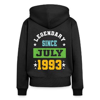 30e anniversaire de Legendary Since July né en 1993 - Sweat à capuche zippé Premium bio Femme - noir - Dos - Julia (174cm)