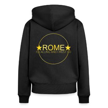 Rom Spruch - Frauen Premium Bio Zip Hoodie - Schwarz - Hinten - Julia (174cm)